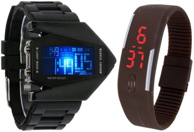 Jack Klein Combo of Aircraft Triangle Model Black Digital Led And Brown Led Watch  - For Boys & Girls   Watches  (Jack Klein)
