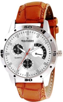 Ravinson 3801SL03 New Silver Dial Leather Strap Casual Analog Stylish Wrist watch Watch  - For Men   Watches  (Ravinson)