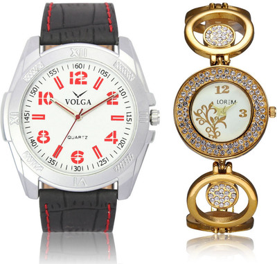 

Volga VL29LR204 New Exclusive Collection Leather-Metal Diamond Studed Strap-Belt Mens Watches Best Offer Combo Watch - For Boys