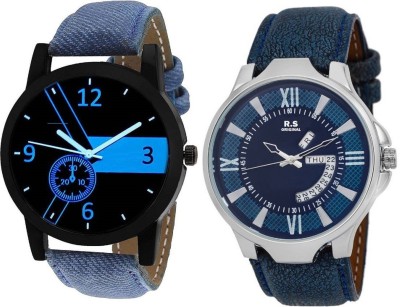 R S Original DIWALI DHAMAKA OFFER BLACK & BLUE DATE & TIME SET OF 2 RSO-77 series Watch  - For Men   Watches  (R S Original)
