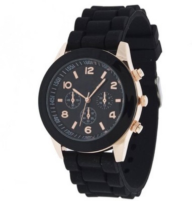 SPINOZA rubber belt simple and sobber chronograph pattern black women Watch  - For Girls   Watches  (SPINOZA)