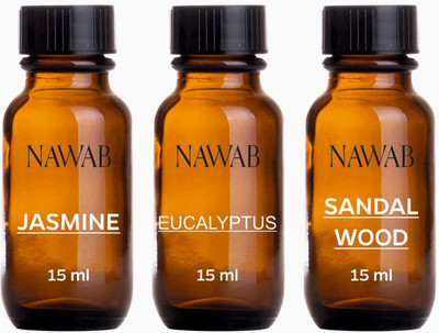 

NAWAB essential aroma Diffuser oil(Jasmine,Eucaluptus,Sandalwood-15ml each) Aroma Oil(45 ml)