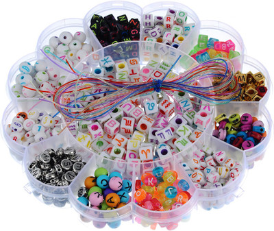 

iDream 13slot Acrylic Alphabet Beads For Jewellery Making Kit, Bead With Elastic Cord Accessories Set