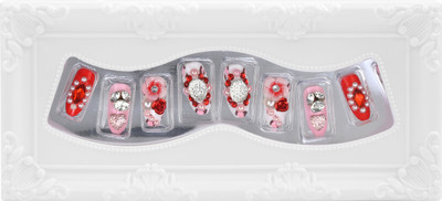 

Space Press-On Artificial Nails ( Short & Medium Lengths) Red, Pink(Pack of 20)