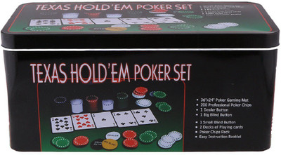 HOW TEXAS HOLD'EM POKER SET GAME 200 CHIPS (TIN CASE SAFE PACK)(Multicolor) available at flipkart for Rs.609