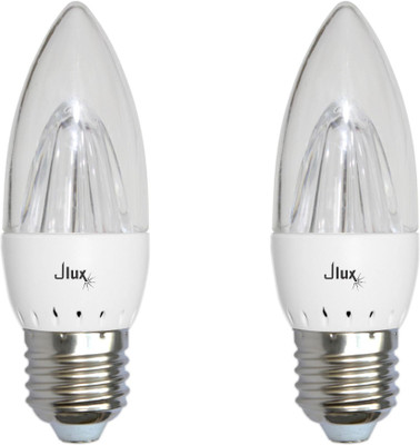 

JLux 7-Watt Dimmable LED Candle Lights with Designer Lens, Warm-white Colour (3000k), Standard E27 Big Screw Holder, Pack of 2 For Wall Lamps And Chandelier Ceiling Lamp