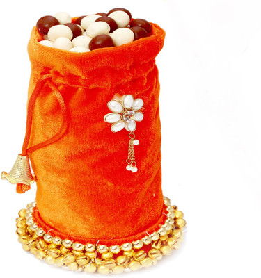 

Ghasitaram Gifts Orange Velvet Nutties Potli Bars(400 g)