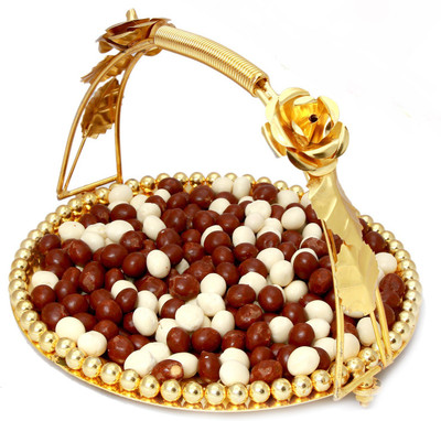 

Ghasitaram Gifts Golden Metal Nutties Thali Bars(500 g)