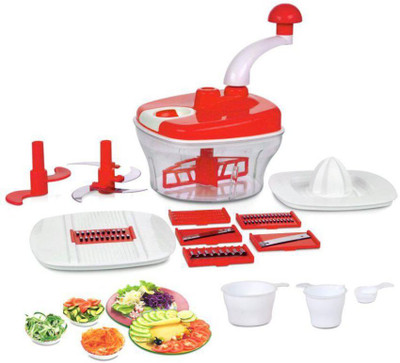 

VR Turbo Dual Speed Multifunctional 10 IN 1 Food Processor Chopper(10 in 1 Food Processor), Red;white
