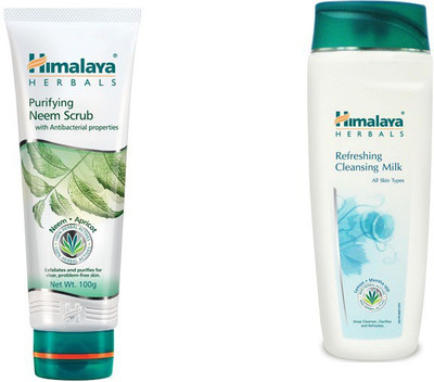 

Himalaya Purifying Neem Scrub, Refreshing Cleansing Milk(Set of 2)