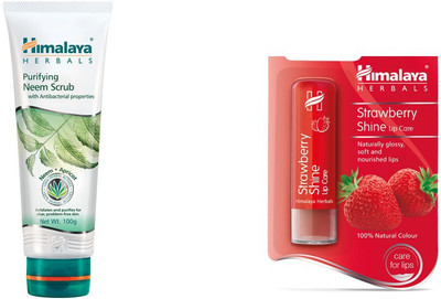 

Himalaya Purifying Neem Scrub, Strawberry Shine Lip Care(Set of 2)
