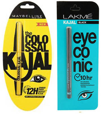 

Maybelline the colossal kajal with lakme kajal pack of 2(Set of 2)