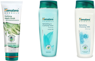 

Himalaya Purifying Neem Scrub, Refreshing & Clarifying Toner, Refreshing Cleansing Milk(Set of 3)