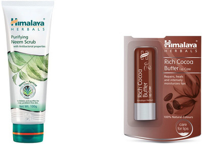 

Himalaya Purifying Neem Scrub, Rich Cocoa Butter Lip Care(Set of 2)