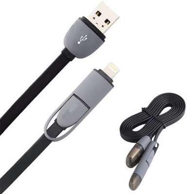 Voltexo 2in1 2.1Amp Fast Charging Data Cable for Lightning 8 Pin & Android Micro V8 USB Cable USB Cable(All Smartphones, Tablets and MP3 player, Black) Flipkart