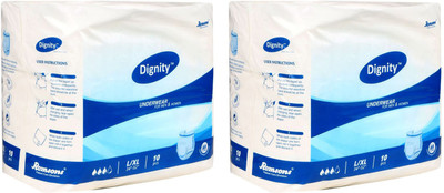

Romsons DIGNITY ADULT PANT STYLE PULL UPS / ADULT DIAPERS l-XL ( SET OF 2 PACKS OF 10 Pcs ) - L(20 Pieces)