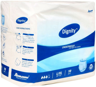 

Romsons DIGNITY ADULT PANT STYLE PULL UPS/ADULT DIAPERS L-XL - L(10 Pieces)