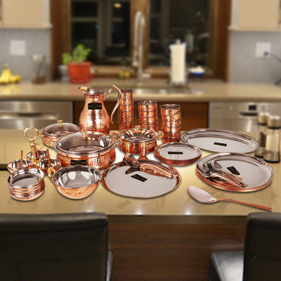 

Crockery Wala And Company Copper Steel Dinner Set Pack of 63 Dinner Set(Copper)