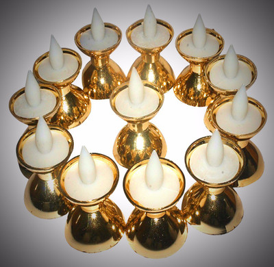 

A To Z Traders Battery Operated Yellow LED Diya Deepak TeaLights for Diwali Plastic (Pack of 12) Table Diya Set(Height: 3 inch)