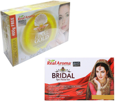 

Real Aroma PEARL GOLD BRIDAL SPA FACIAL KIT 740 g(Set of 2)
