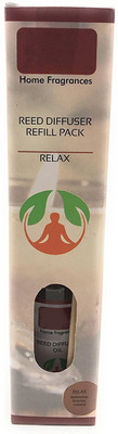 

Gidwani International Reed Diffuser Refill Pack includes 100 ml Reed Diffuser Oil, 10 new Reed Sticks (Relax) Relax Agarbattis(10 Units)