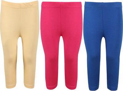 Greenwich Capri For Girls Casual Solid Cotton(Multicolor Pack of 3) Flipkart