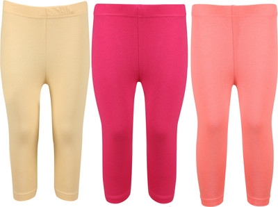 Greenwich Capri For Girls Casual Solid Cotton(Multicolor Pack of 3) Flipkart