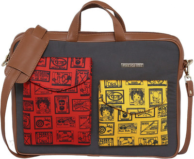 

FUNK FOR HIRE 15.6 inch Laptop Messenger Bag(Multicolor), Grey;tan