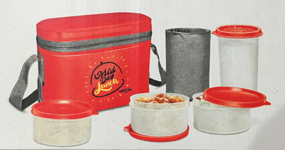 

Milton Mid Day Lunch 4 Containers Lunch Box(1045 ml), Red