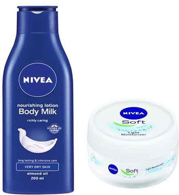 

Nivea SOFT LIGHT MOISTURIZER 100ML + BODY MILK NOURISHING BODY LOTION 200ML(200 ml)