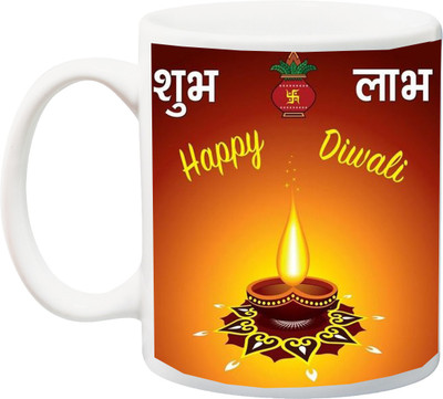 

Stylotrendz Hindi Shubh Laabh Happy Diwali Printed Ceramic Mug(325 ml), White