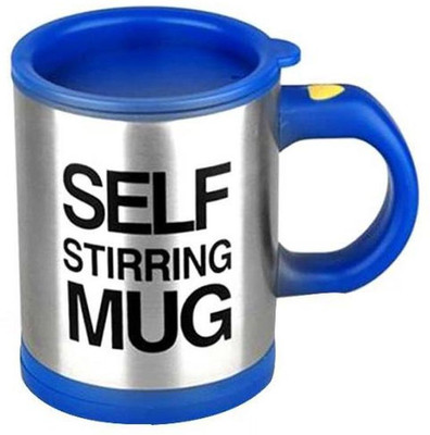 

Wishpool SELF STIRRING MUG blue Plastic Mug(350 ml)