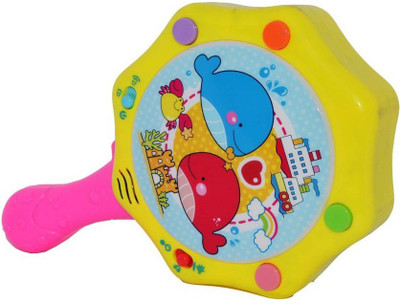 

Golden Feather Hand Drum With Light and Music(Multicolor)