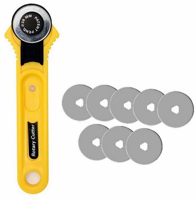 

amicikart 28 mm Rotary Blade Premium Cutter For Quilters Sewing, Fabric,Leather and Plastic Grip Hand-held Paper Cutter(Set Of 1, Yellow)