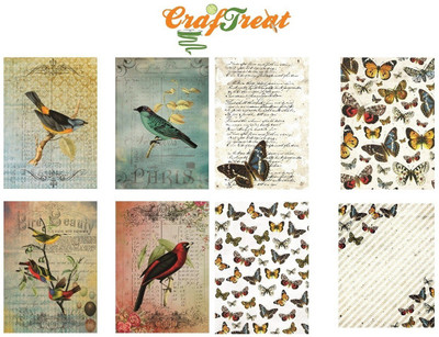

CrafTreat Desinger Series Decorative Paper A4 Decoupage Paper(Set of 4, Multicolor)