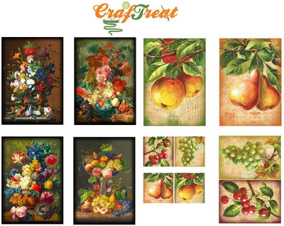 

CrafTreat Desinger Series Decorative Paper A4 Decoupage Paper(Set of 4, Multicolor)