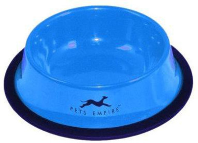 

Pets Empire Dog Bowl Anti Skid Colored Dog Bowl-Color May Vary(1 Piece) Small round Stainless Steel Pet Bowl(450 ml Multicolor)
