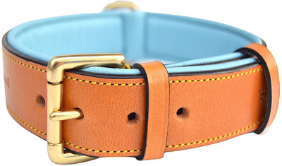 

Skora - Luxury Real Leather Padded Dog Collar Dog Everyday Collar(, berry tan