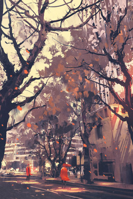 couple in city street art Photographic Paper(18 inch X 12 inch, Rolled)