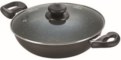 

Wonder World ™ Deluxe Granite Non-stick Cookware Kadai 260mm With Lid Kadhai 26 cm(Aluminium, Hard Anodised, Non-stick), Black