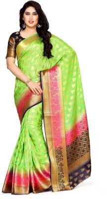 MIMOSA Woven Kanjivaram Art Silk Saree(Green)