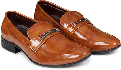 

XE Looks Comfortable Patent Leather Slip On Formal Shoes Slip On For Men(Tan