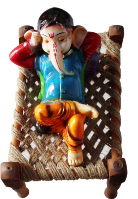 

Toyswala Lord Ganesha Rest on Charpai Decorative Showpiece - 6 cm(Bamboo, Multicolor)