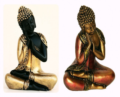

Gaba Trend Thai Buddha Decorative Showpiece - 17 cm(Polyresin, Gold, Maroon)
