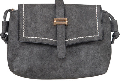 peaubella Women Casual Grey Leatherette Sling Bag