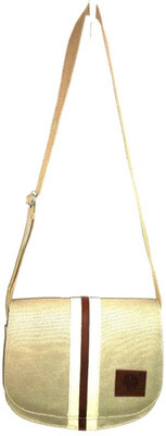 

TVA Women Evening/Party Gold Genuine Leather Sling Bag