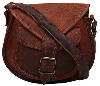 

CraftShades Girls Casual Brown Genuine Leather Sling Bag
