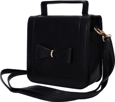 

whiteflower Girls Formal Black PU Sling Bag