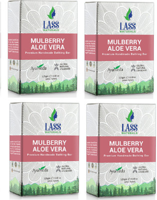 

Lass Naturals Mulberry Aloe Vera Soap 125 gm - Handmade Premium Bathing Bar - Pack of 4(500 g, Pack of 4)