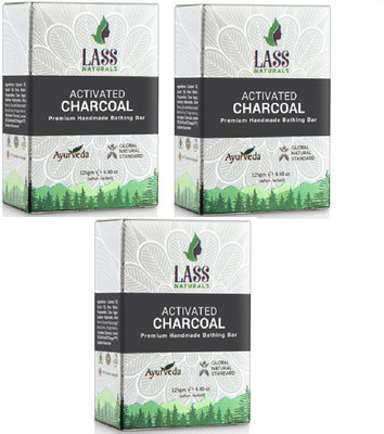 

Lass Naturals Activated Charcoal Handmade Premium Bathing Soap - Pack of 3(375 g, Pack of 3)